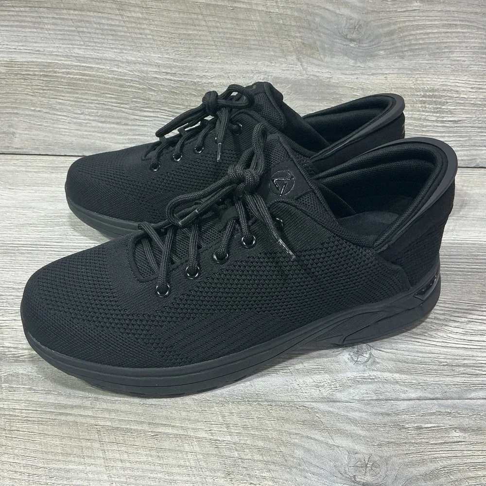 Zeba Shoes Men's 10.5W Wide Hands Free Lace Up Casual Walking Sneakers Black